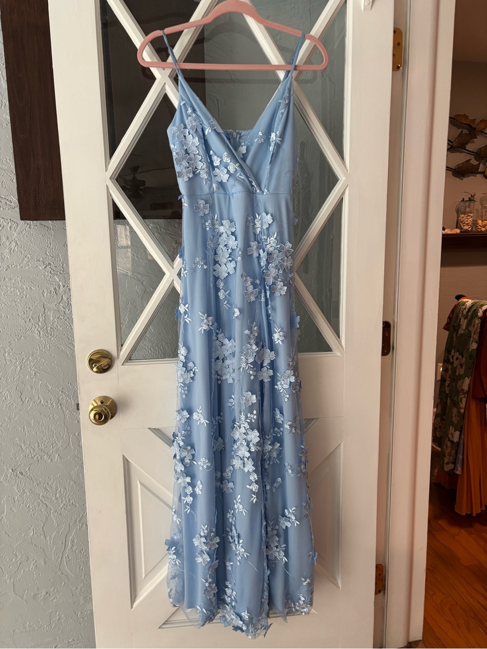 Lulu's Sky Blue Floral 3D Appliqué Maxi Dress - Picture 5 of 6